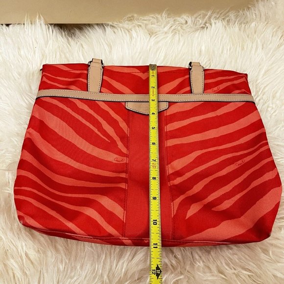 Coach Vintage Y2k Zebra Animal Print Hot Coral Tote Hand Bag - Picture 11 of 13